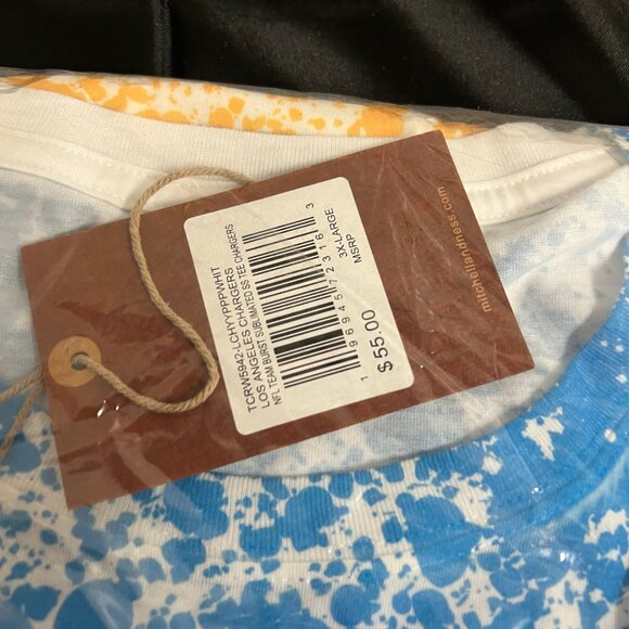 Los Angeles Chargers Mitchell & Ness Team Burst Sublimated T-Shirts-White 3-XL - Picture 3 of 4